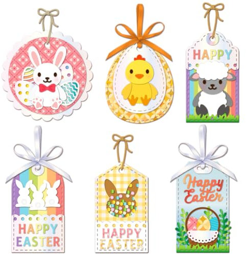 GLOBLELAND Stanzformen „Ostern Tiere Etiketten“ Für Die Kartenherstellung Metall-Osteretikettenrahmen Stanzformen Stanzschablonen Für Scrapbooking Tagebuch Prägung Papier Basteln Dekor