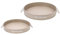 simpa Round 2PC Metal Colour Serving Trays Set with Handles, 30cm & 25cm Diameter Trays - Matt Mushroom