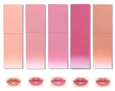 Macqueen Dewy Water Glow Lip Tint, Water Glow Lip Tint Set, Mini feuchtigkeitsspendender Lipgloss, lang anhaltender feuchtigkeitsspendender Lip Oil Gloss Lip, wasserfester Antihaft-Cup