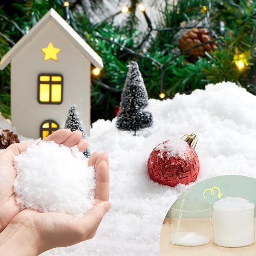 JOYIN 16oz/453g Christmas Instant Snow Powder, White Fake Snow, Artificial Snowflakes, Nieve Artificial, Faux Filler for Xmas Tree Decoration, Crafts Christmas Party Holiday Supplies