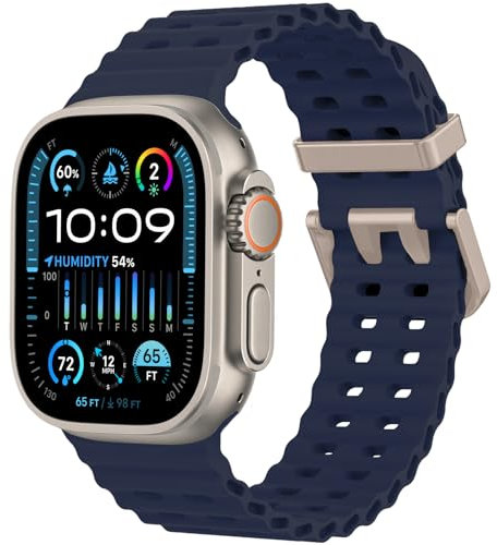 Ocean Sport Cinturino Compatibile con Apple Watch Ultra 2/Ultra Cinturino 49mm 46mm 45mm 44mm 42mm Uomini Donne, Silicone Traspirante Impermeabile Cinturini per iWatch Serie 9 8 7 6 5 4 SE 3 2 1