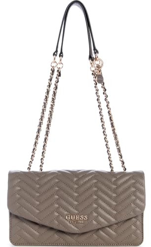 GUESS Damen Anning Convertible Crossbody Flap Umhängetasche, Dark Taupe