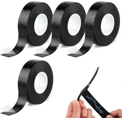Deepton Selbstverschweißendes Isolierband 20m x 23mm x 0.8mm - 4 Rollen Isolierband Wasserdicht Schwarz, Selbstverschweißendes Klebeband, Vulkanisierband - Zum Isolieren, Reparieren und Bündeln