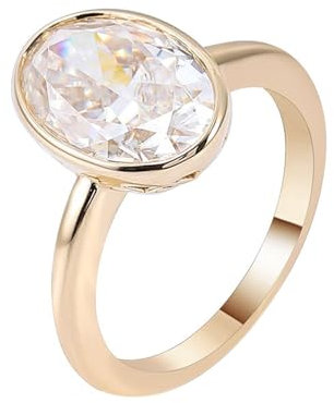 KnSam Gelbgold Au750 18K Eheringe Echt Goldschmuck, Solitär Partnerringe mit 2ct Moissanit Oval, 750 Gold Freundschaftsringe, Gr.54 (17.2)