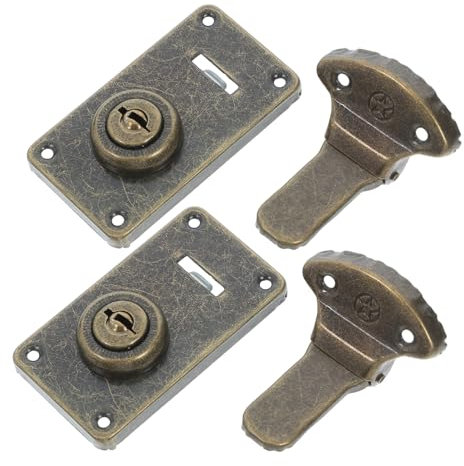 HOMSFOU 2pcs Antique Leather Suitcase Lock Hasp Clasp for Box Cabinet Latch Lock for Travel and Home Office Use