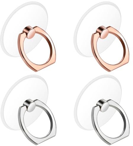 4 Pack Cell Phone Ring Holder Transparent Ring Holder Clear Finger Grip Ring Kickstand 360 Degree Rotation Ring Stand Compatible for Various Mobile Phones Tablets Readers