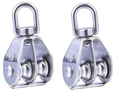 CHILDWEET Edelstahl-flaschenzug 2 Räder 35 Kg Tragkraft Silberfarben Vielseitig Einsetzbar Für Den Bau