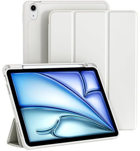 EspZanthic Hülle für iPad Air 11 Zoll M3/M2 (2025/2024), iPad Air 5/4 (10,9-Zoll, 2022/2020) mit Stifthalter, Flexibler TPU-Rückdecke, Unterstützt Pencil Pro/USB-C, Sternen Grau