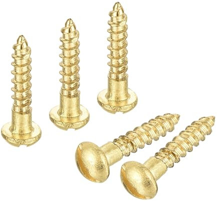 QUARKZMAN Vis à Bois M2 X 10mm à Tête Ronde Fendue en Laiton Auto-Taraudeuse 20 Pcs