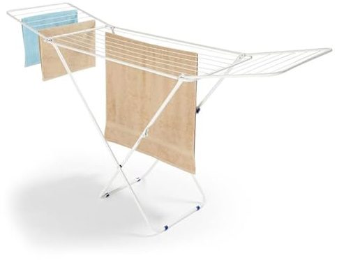 Foldable Winged Clothes Airer – Heavy-Duty Stainless Steel Drying Rack with 22 Bars – Compact Indoor Outdoor Laundry Clothes Horse – Space-Saving Foldable Clothing Dryer – Rust-Resistant Design