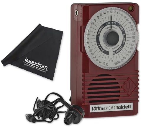 Wittner QM 2 Metronom Taktell Rubinrot inklusive Ohrhörer mit keepdrum Mikrofasertuch