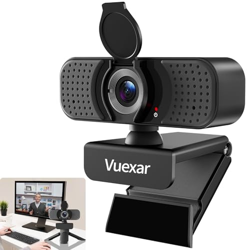 Vuexar 2K Webcam with Microphone, Web Camera withTripod, Dual Mics, Plug & Play Computer Camera for Online Calling, Cameras for Desktop PC or Laptop Zoom/Teams/Facetime