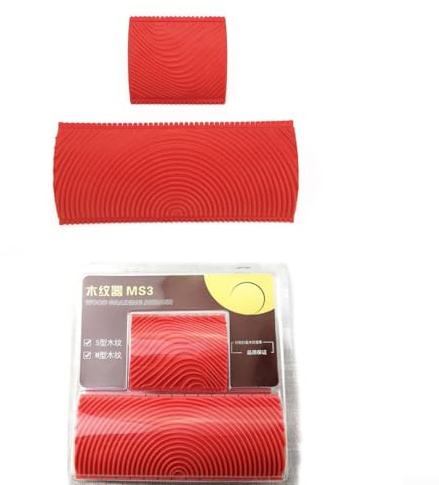 Lot de 2 rouleaux de peinture à grain de bois avec composition en caoutchouc pour peindre des textures de bois réalistes sur murs, portes et meubles, adaptés à diverses surfaces (150 mm)