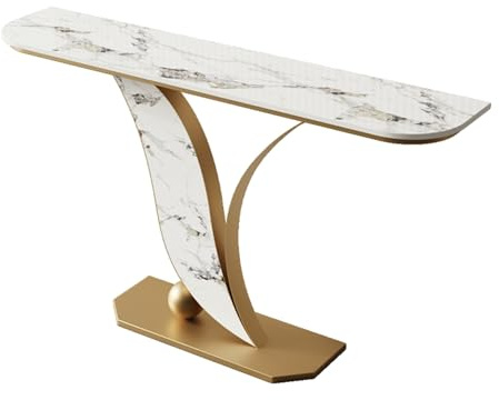 Leaceuv Table Console de Salon,Console d Entree,Meuble de Couloir,Table Basse Industrielle Metal,Présentoir,Bout de Canapé,Tables d’Entrée,Style Industriel,pour Chambre,Entrée(Gold A,120cm/47.2in)