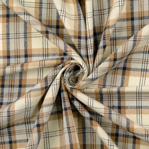 LEINEN LODGE STILVOLLE STOFFE ALLER ART Flanell Baumwolle Karo - Stoff Meterware kariert - Flanellstoff Schottenkaro - Pyjama nähen, weicher Baumwollstoff Schlafanzug *Ab 50cm, Farbe: 008 Marine