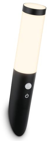BRILONER - Wandleuchte aussen mit Bewegungsmelder, Kabellos, Dimmbar, IP44 Spritzwasserschutz, Aussenlampe Wand, Wandlampe Akku, Außenlampe, Wandleuchte ohne Stromanschluss, 6x6,5x35 cm, Schwarz