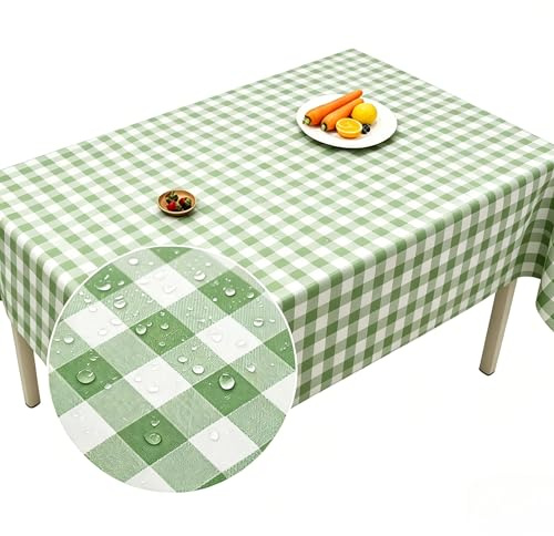 Artifolia Rectangular Tablecloth 140x200cm, Kitchen Birthday Family Dinner | 100% polyester, waterproof stainproof, wrinkle resistant, washable, light sage green, rectangular wipeable tablecloth