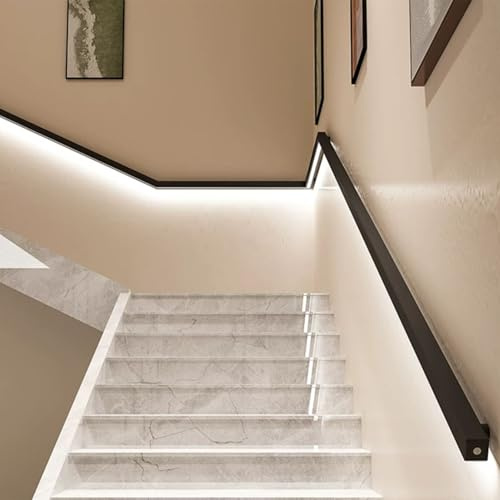 Motion Activated Handrail Railings Aluminium, Minimalist LED Handrail Light for Kitchen Deck, Easy Install Stair Railing Safer Stairs Instantly(Right,1.6m(5.2ft))