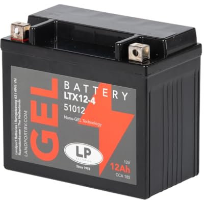 LP BATTERIES LTX12-4 Nano Gel 12V 12AH Motorrad Batterie, wartungsfrei versiegelt und vorgeladen kompatibel mit ATX12-BS, CTX12-BS, DTX12-BS, ETX12-BS, FTX12-BS, GTX12-BS Roller Quad Moped