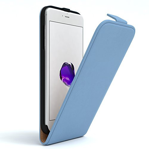 EAZY CASE Hülle kompatibel mit iPhone 7 Plus / 8 Plus Flip Cover zum Aufklappen, Handyhülle aufklappbar, Schutzhülle, Flipcover, Flipcase, Flipstyle Case vertikal klappbar, aus Kunstleder, Hell Blau
