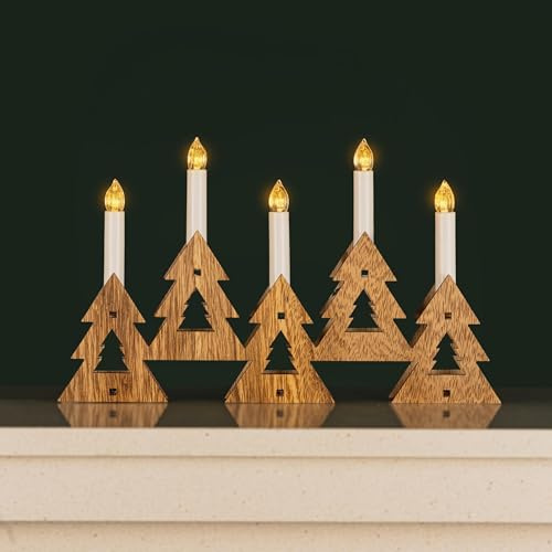Garden Mile Grande 40cm Iluminación de pilas blanco Shabby Chic madera MESA Copo Nieve Árbol Navidad cálido Luces LED Fiesta Ventana ADORNO DECORACIÓN