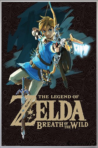 Close Up The Legend of Zelda Poster Breath of The Wild (93x62 cm) gerahmt in: Rahmen Silber matt