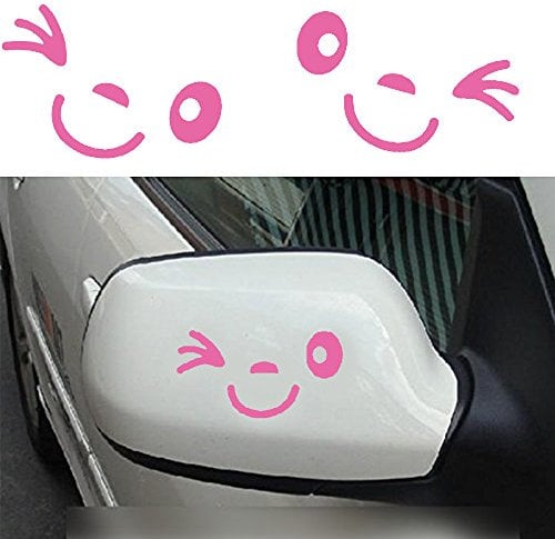 Tuqiang® Nettes Lächeln Gesicht 3D Aufkleber Aufkleber für Auto Auto Außenspiegel L + R Rück Car Stickers (Rosa)