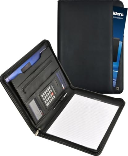 DESQ® 3685 A4-Schreibmappe mit Taschenrecher | Umlaufender Reißverschluss | Dutch Design
