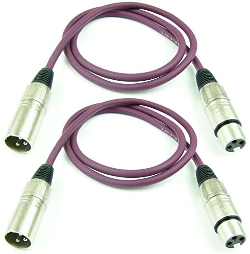 Adam Hall Cables 2 Stück K3MMF0100PUR Mikrofonkabel XLR female auf XLR male DMX Audio Kabel 3 pol polig (1,0 m, Lila, 2)