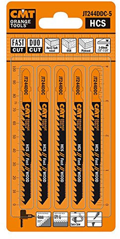 CMT Jt244ddc-5 haute en acier au carbone Lame de scie sauteuse Duo Cut pour bois dur, bois tendre, contreplaqué, OSB, scies sauteuses (lot de 5)