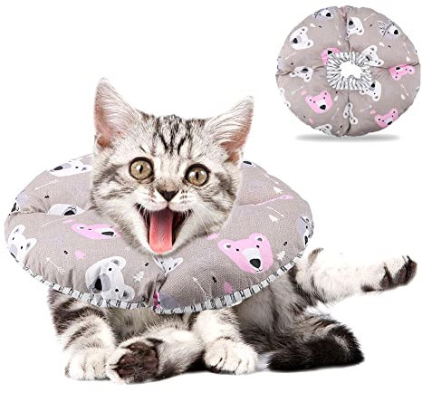 Katze Schutzkragen Soft Edge Circle Pet Schutzkragen Anti Biss Safty Kragen für Katzenwelpen Pet Anti Bite Leck Chirurgie Wundheilung(Kaffee)