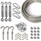 Kit Fune in Acciaio Inossidabile, Kit per Appendere le Luci, Kit di Sospensione per Luci Stringa, 50m Cavo Metallico con Arridatoio e Ganci, Cavo D'acciaio Galvanizzato, Corda Leggera a Fili di Ferro