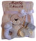 Wuff-Dogsworld Babydecke mit Namen Bestickt Babysocken Babyrassel Greifling Baby Geschenk Geburt Taufe (beige Bär)