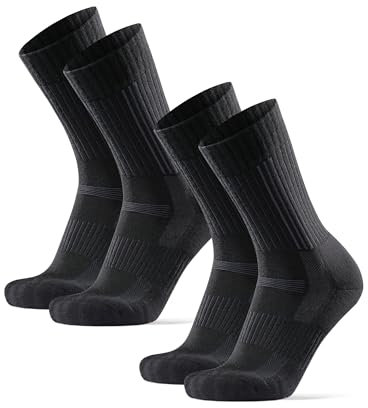 DANISH ENDURANCE Calze da Trekking Professionali in Lana Merino, Termiche, Anti-Vescica, Traspiranti, Uomo e Donna, 2 Paia, Black, 43-47