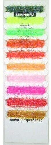 Semperfli StraGGLE String Mixed Card 4 mm Hackle UV Micro Chenille Fliegenbinden (heller Stahlkopf mit UV Flecken)