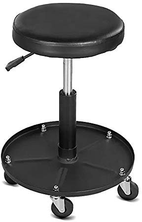 Werkstatthocker mit Rollen WS2 Werkstattstuhl höhenverstellbar schwarz