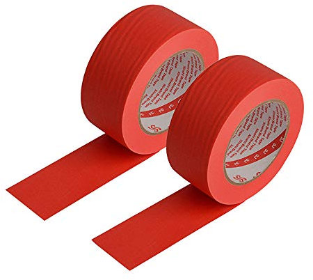 Vogueing Tool - Nastro di carta strutturata scrivibile, adesivo coprente, per pittori, per pittura artigianale e fai da te, conf. da 2 rotoli di 50 mm x 50 m, colore: rosso