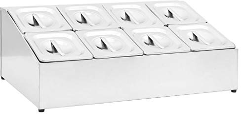 Supporto Gastronorm con 8 Contenitori GN 1/6 in Acciaio Inox