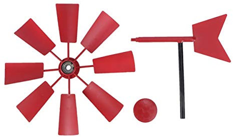 Hemoton Garden Windmill Stake Iron Wind Spinner Outdoor Yard Art Decoration Metal Pinwheel Stake Ornament for Christmas Lawn Decoration Red