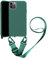 Handykette Handyhülle kompatibel mit Apple iPhone 12/iPhone 12 Pro Necklace Hülle Nylon Schultergurt Weich Silikon TPU Cover mit Kordel zum Umhängen Schutzhülle mit Stylische Band(Piniennadel grün)