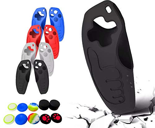 Skin für PS5-Controller-Griffe, Silikon-Schutzhülle für Playstation 5, rutschfester Schutz mit 10 Daumen-Joystick-Kappen (schwarz)