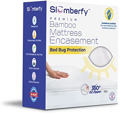Slumberfy Matratzenschoner für Queen-Size-Betten, wasserfest, Premium-Matratzenschoner mit 360°-EZ-Reißverschluss, Labortested Bettwanzen, Reißverschluss (152,4 x 203,2 cm)