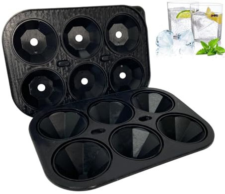 Large Cube Ice Tray - 6 Grids Geometric Big Tray,Silicone Ice Mold with Lid, Cube Ice Mold Food-Grade for Whiskey, Cocktail, Chilling Drinks