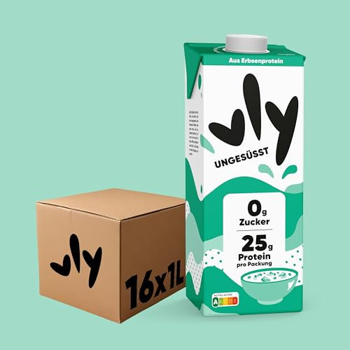 vly - Die cremig leckere Milchalternative aus Erbsen + Calcium | 100% pflanzlich | Vegane Milchalternative UNGESÜSST zuckerfrei proteinreich, Viel Eiweiß ohne Zucker Erbsenproteindrink Protein Drink