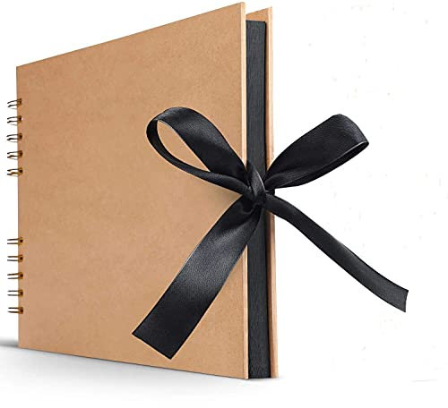 DIY Fotoalbum Fotoalbum zum Selbstgestalten Schwarzes Kraft Papier DIN A4 Fotobuch Jubiläum ReiseBaby Family Foto Album Gästebuch Spiralalbum für Geburtstags Hochzeit Weihnachten Abschluss Geschenk