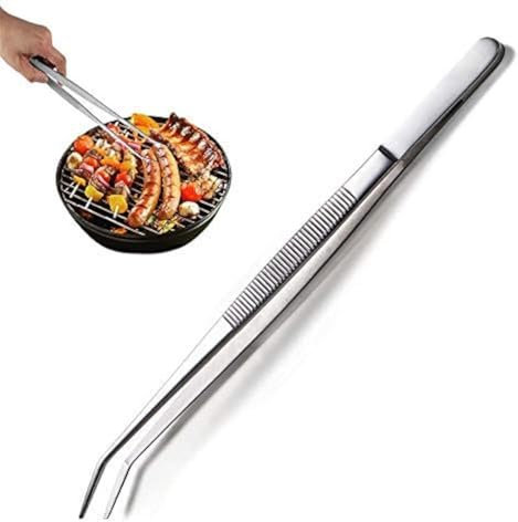 30 cm lange 304 Edelstahl-Grill-Pinzette, Küchenpinzette Kochpinzette und Grillpinzette, professionelle Küchenpinzette mit langem Griff Lebensmittelpinzette, Multifunktions-Grillzange