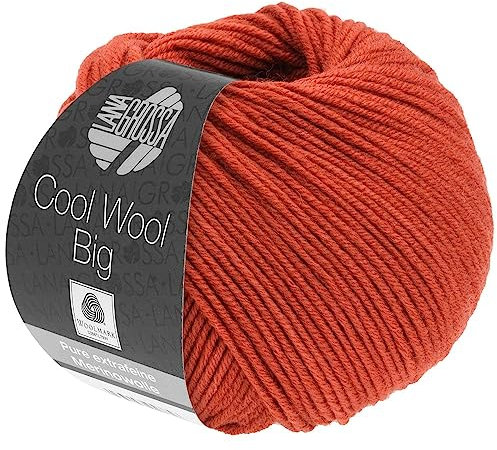 LANA GROSSA Cool Wool Big | Extrafeine Merinowolle waschmaschinenfest und filzfrei | Handstrickgarn aus 100% Schurwolle (Merino) | 50g Wolle zum Stricken & Häkeln | 120m Garn FB 999