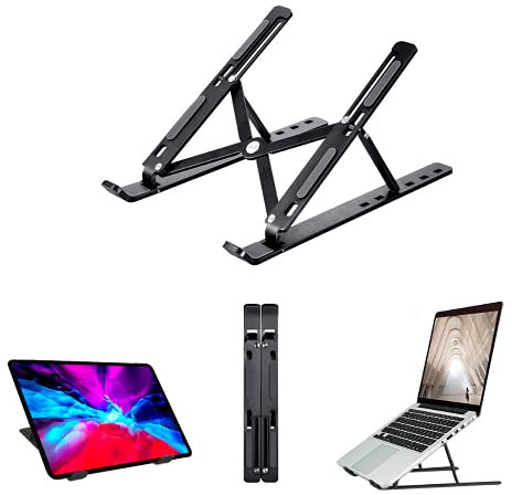 MAGIC SELECT. Supporto pieghevole per tablet, cellulare, libro, eBook e portatili fino a 11, resistente, multiangolo, regolabile, antiscivolo con cuscinetti in silicone (ABS nero)