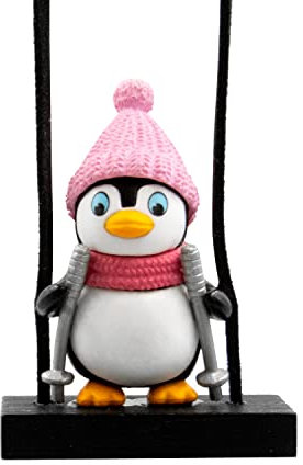 Niedlicher schwingender Pinguin Auto Dekorieren Zubehör Autospiegel Hängezubehör Autoanhänger Autozubehör Pinguine Autospiegel Hängezubehör Schaukel Auto Hängeornament (rot)