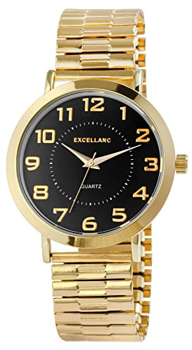 Excellanc Herren-Uhr Zugband Edelstahl Analog Quarz 2700026
